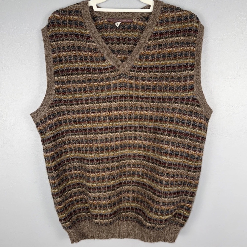 Peruvian Connection Vest Men’s Medium Alpaca & Pima Cotton V-Neck Knit grandpa‎